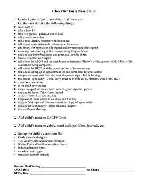 Child Enrollment Checklist