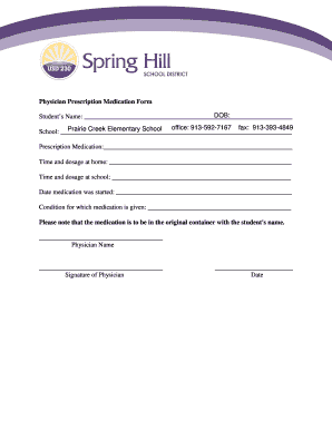Physician Prescription Medication Form