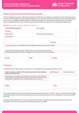 Local Government Pension Scheme Application Form