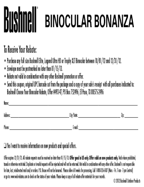 Bushnell Binocular Rebate Form