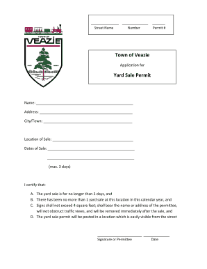 Yard Sale Permit Application