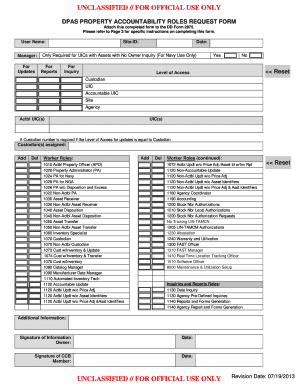 DPAS Property Accountability Roles Request Form