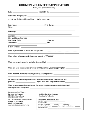 Common Volunteer Application Form