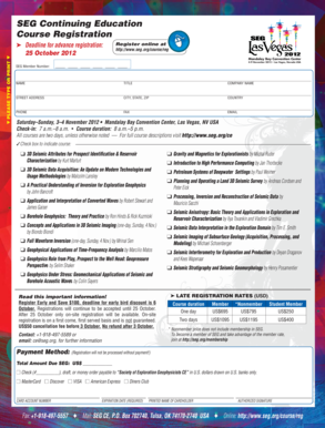 SEG Continuing Education Course Registration