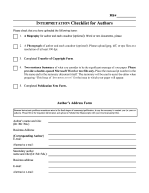 Interpretation Author Checklist