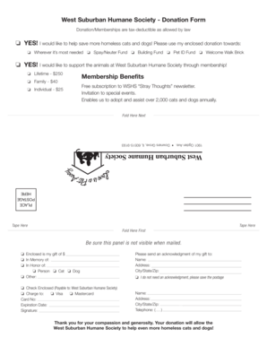 West Suburban Humane Society Donation Form