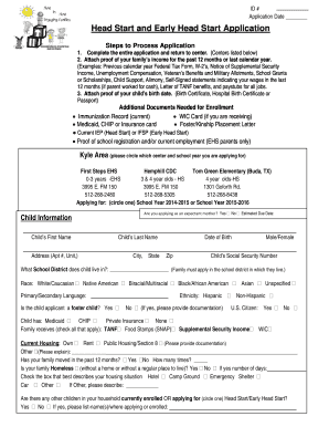 Head Start and Early Head Start Application