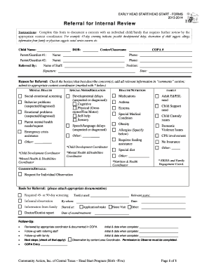 Early Head Start/Head Start Referral Form