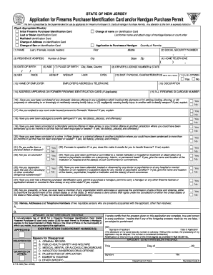 New Jersey Firearms Purchaser Identification Card Application