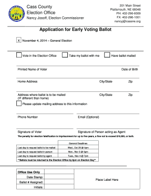 Nebraska Early Voting Ballot Application