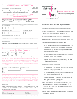 Nebraska Voter Registration Application