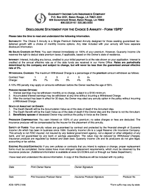 Choice 5 Annuity Disclosure Statement