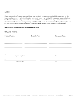 Life Insurance Replacement Notice