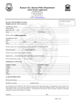 Kansas City Alarm Permit Application