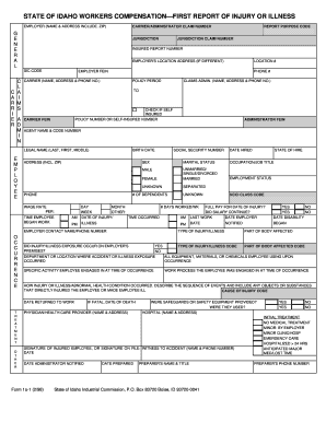 Idaho Workers Compensation First Report of Injury or Illness