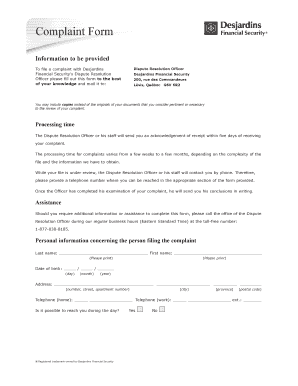 Formulaire de plainte