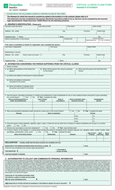 Formulaire de réclamation pour maladie grave