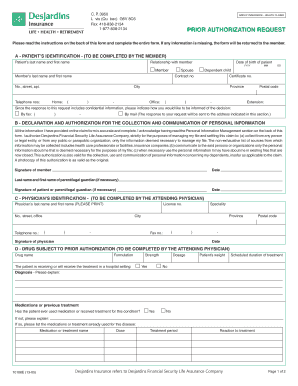 Group Insurance Health Claims Prior Authorization Request