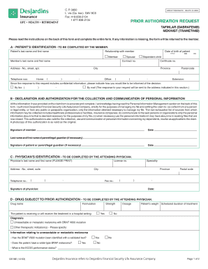 Demande d'autorisation préalable - Réclamations d'assurance collective - Santé