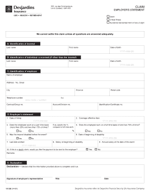 Employer’s Statement for Insurance Claim