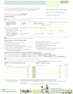 Investment Fund Change Request Form