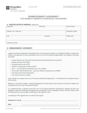 Disability Claims Reimbursement Agreement