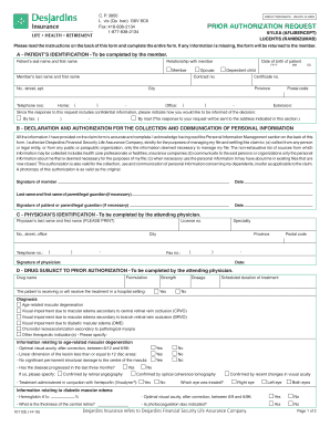 Demande d'autorisation préalable - Réclamations d'assurance collective - Santé