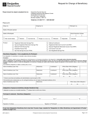 Request for Change of Beneficiary