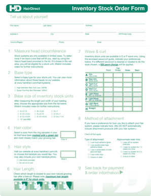 HairDirect Inventory Stock Order Form