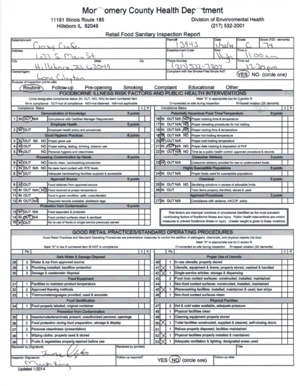 Retail Food Sanitary Inspection Report