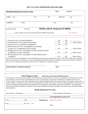 Vaccine Administration Record