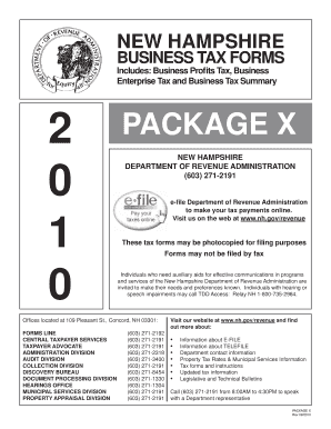 New Hampshire Business Tax Forms