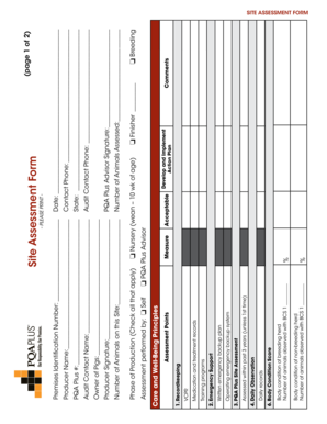 PQA Plus Site Assessment Form