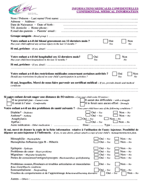 INFORMATIONS MEDICALES CONFIDENTIELLES
