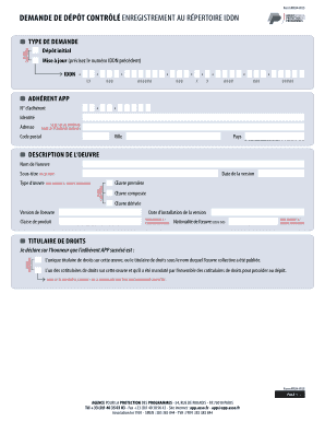 DEMANDE DE DÉPÔT CONTRÔLÉ
