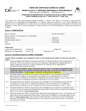 FORMULAIRE DE PROPOSITION ET D’AUTOÉVALUATION DE LA PRIME À VERSER