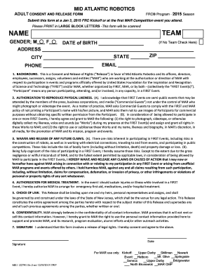 Adult Consent and Release Form