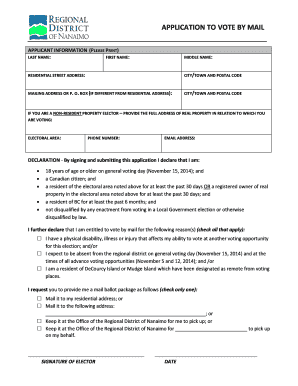 Demande de vote par correspondance