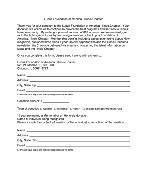 Lupus Foundation of America Illinois Donation Form