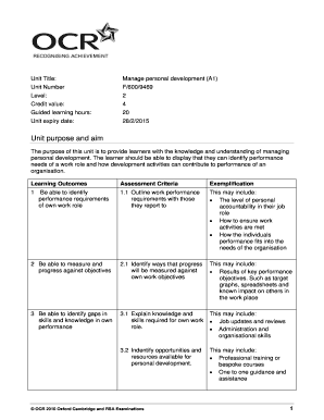 NVQ Level 2 Personal Development Plan