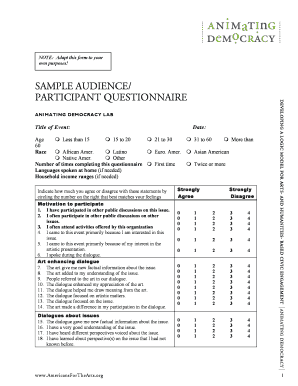 Sample Audience Participant Questionnaire