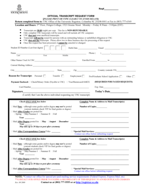 USC Official Transcript Request Form