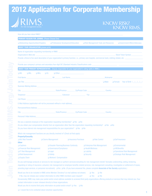 2012 Application for Corporate Membership