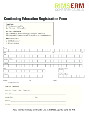 Continuing Education Registration Form