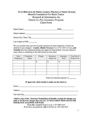 Patient Co-Pay Assistance Claim Form