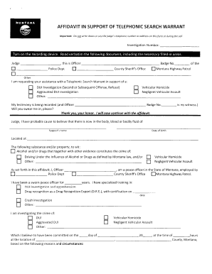 Telephonic Search Warrant Affidavit