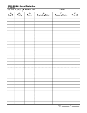 COES 201 Net Control Station Log
