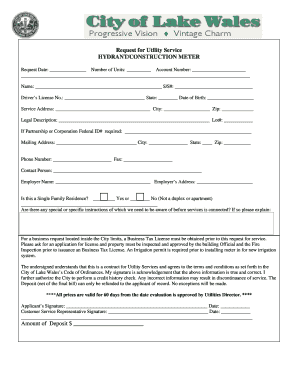 Request for Utility Service