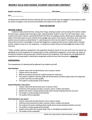 Beverly Hills High School Student Discipline Contract