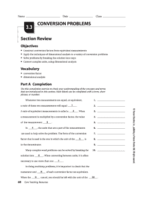 Conversion Problems Worksheet